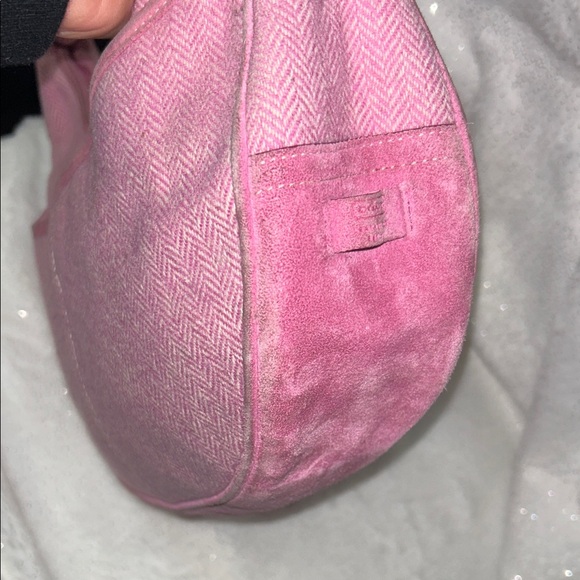 Coach RARE Vintage Suede Leather Canvas Pink Shoulder Bag with Buckle flap - Picture 6 of 17